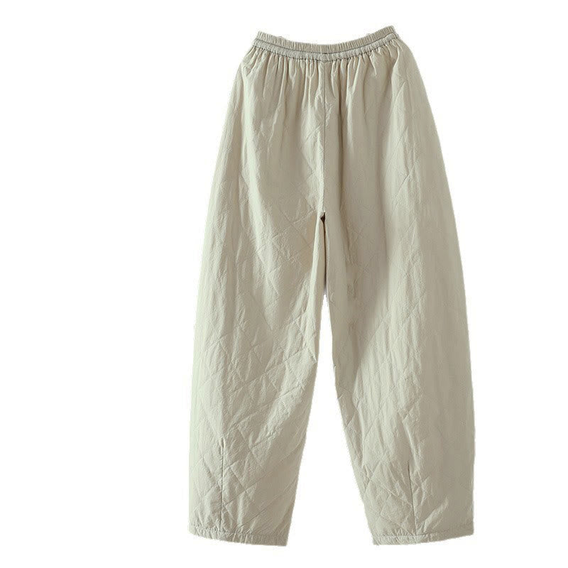 Buddha Stones Rhombus Pattern Cotton Polyester Thick Women's Pants With Pockets - image 3