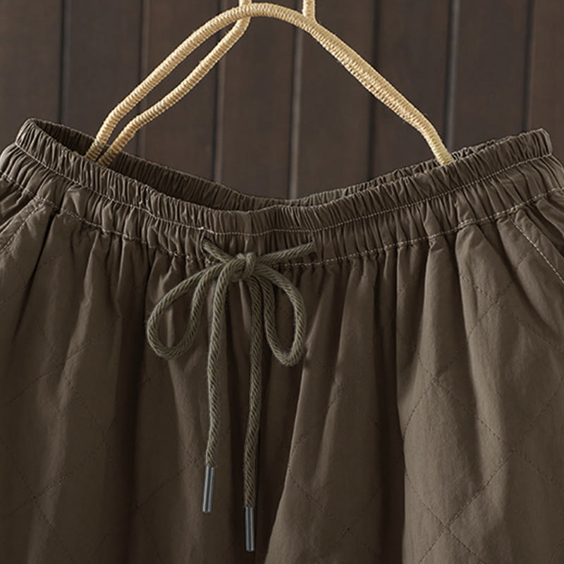 Buddha Stones Rhombus Pattern Cotton Polyester Thick Women's Pants With Pockets - image 18