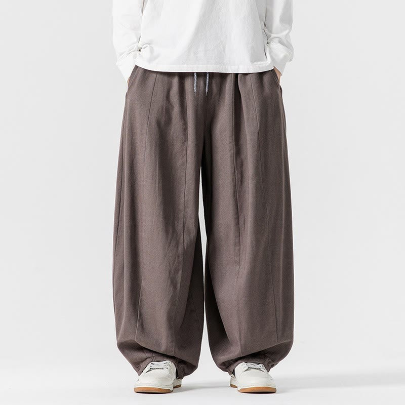 Buddha Stones Fall Solid Color Cotton Elastic Waist Men's Harem Pants With Pockets - DarkGray - US/UK/AU46，EU56 (5XL) - image 17