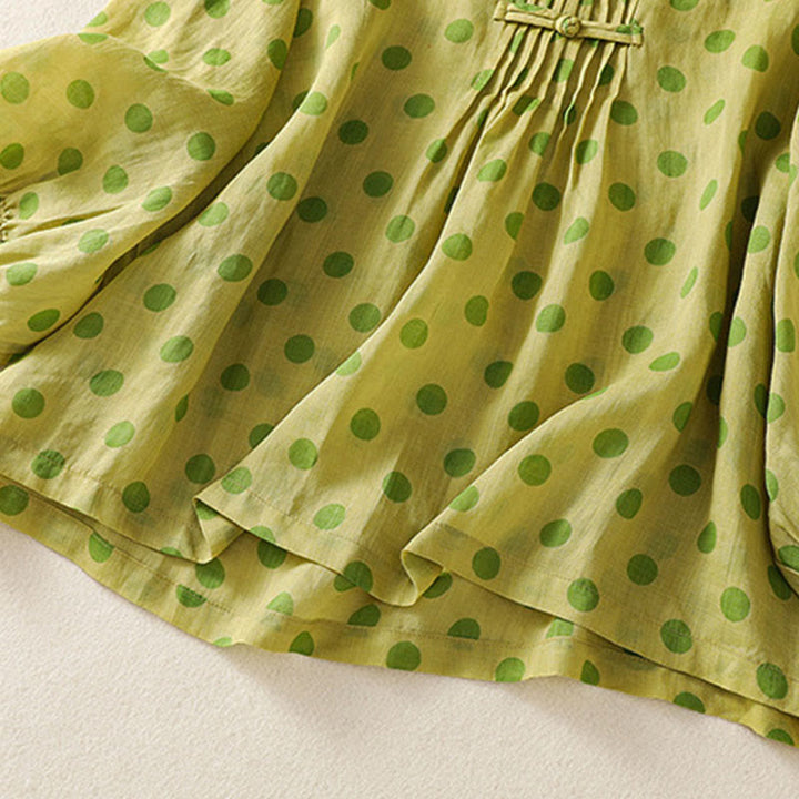 Buddha Stones Fall Round Neck Polka Dots Long Sleeve Women's Polyester Shirt  - image 11