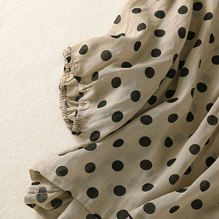 Buddha Stones Fall Round Neck Polka Dots Long Sleeve Women's Polyester Shirt  - image 22