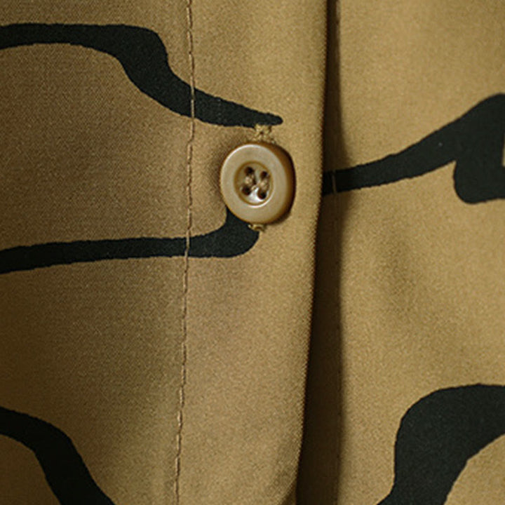 Buddha Stones Spring Fall Stand Collar Line Pattern Long Sleeve Women's Cotton Polyester Shirt  - image 14