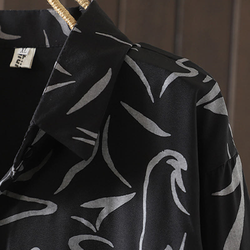 Buddha Stones Spring Fall Stand Collar Line Pattern Long Sleeve Women's Cotton Polyester Shirt  - image 18