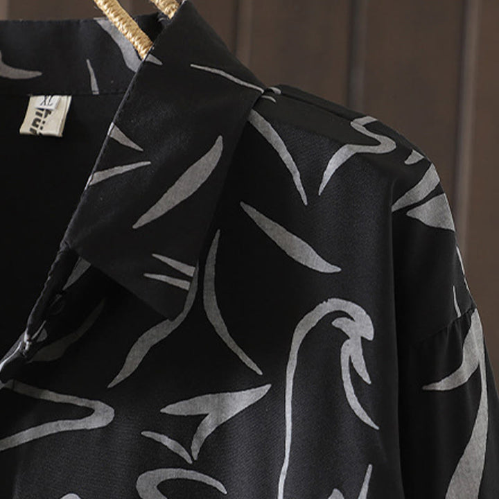 Buddha Stones Spring Fall Stand Collar Line Pattern Long Sleeve Women's Cotton Polyester Shirt  - image 18