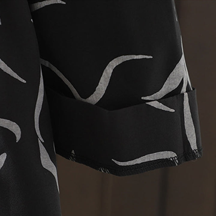 Buddha Stones Spring Fall Stand Collar Line Pattern Long Sleeve Women's Cotton Polyester Shirt  - image 21