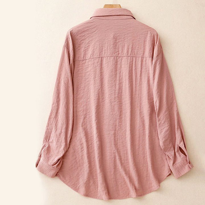 Buddha Stones Spring Fall Stand Collar Plain Long Sleeve Women's Cotton Polyester Shirt  - image 14