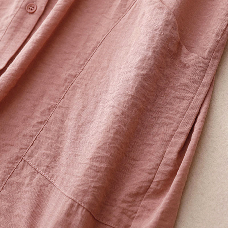 Buddha Stones Spring Fall Stand Collar Plain Long Sleeve Women's Cotton Polyester Shirt  - image 20