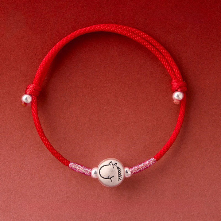 Buddha Stones Year of the Horse 999 Sterling Silver Red String Luck Bracelet - Horse Red String(Wrist Circumference: 14-18 cm) - image 2