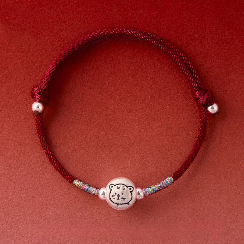 Buddha Stones Year of the Horse 999 Sterling Silver Red String Luck Bracelet - Tiger DarkRed String(Wrist Circumference: 14-18 cm) - image 20