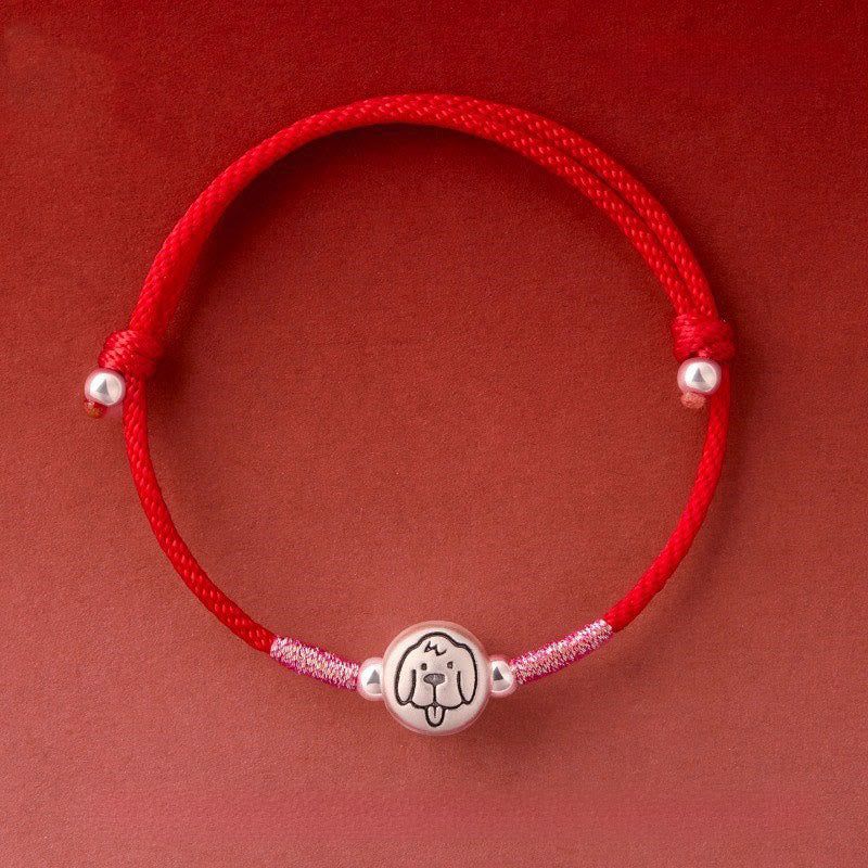 Buddha Stones Year of the Horse 999 Sterling Silver Red String Luck Bracelet - Dog Red String(Wrist Circumference: 14-18 cm) - image 35