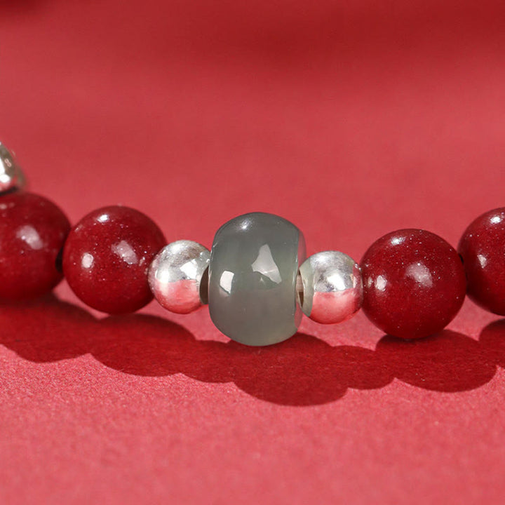 Buddha Stones Year of the Horse Cinnabar Jade Red String Blessing Bracelet - image 9