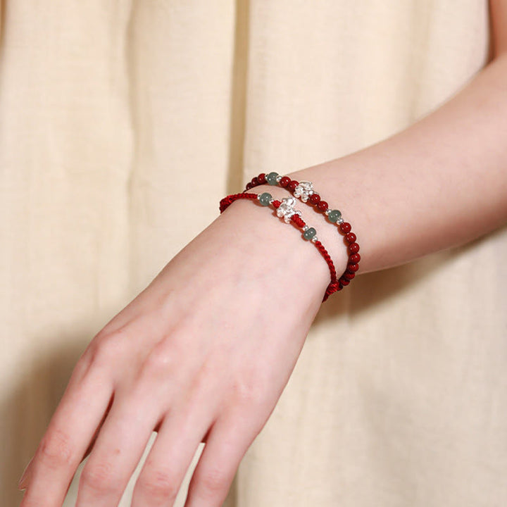 Buddha Stones Year of the Horse Cinnabar Jade Red String Blessing Bracelet - image 18
