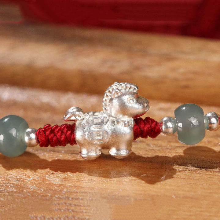 Buddha Stones Year of the Horse Cinnabar Jade Red String Blessing Bracelet - image 13