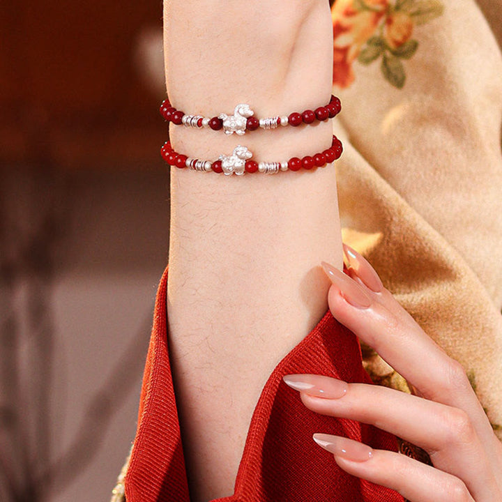 Buddha Stones Year Of The Horse Red Agate 999 Sterling Silver Cinnabar Calm Bracelet - image 15