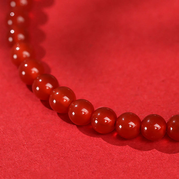 Buddha Stones Year Of The Horse Red Agate 999 Sterling Silver Cinnabar Calm Bracelet - image 11