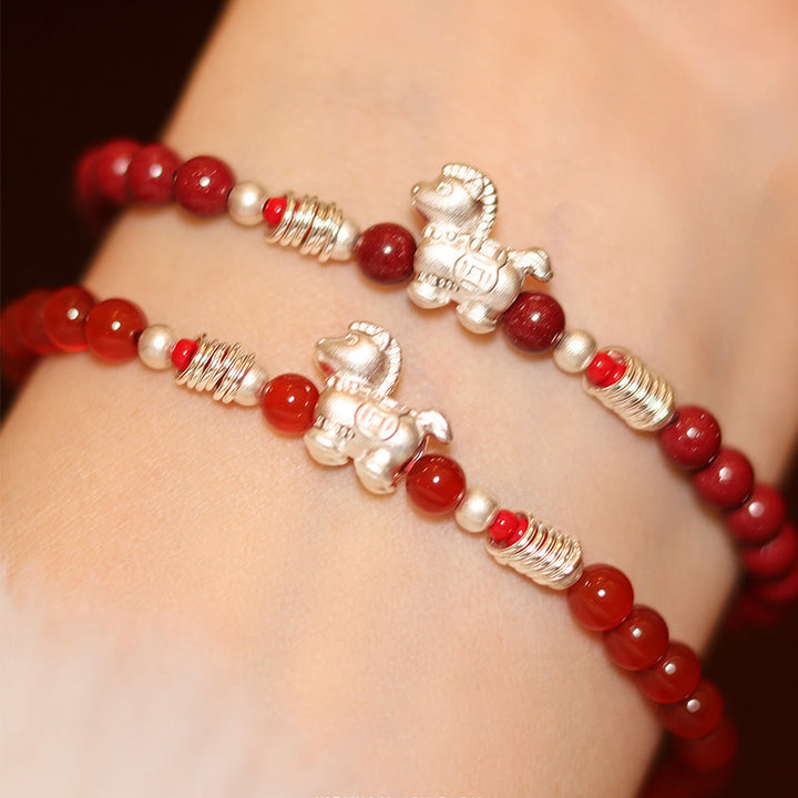 Buddha Stones Year Of The Horse Red Agate 999 Sterling Silver Cinnabar Calm Bracelet - image 18