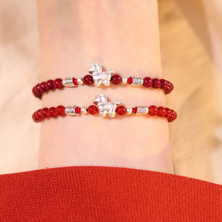 Buddha Stones Year Of The Horse Red Agate 999 Sterling Silver Cinnabar Calm Bracelet - image 19