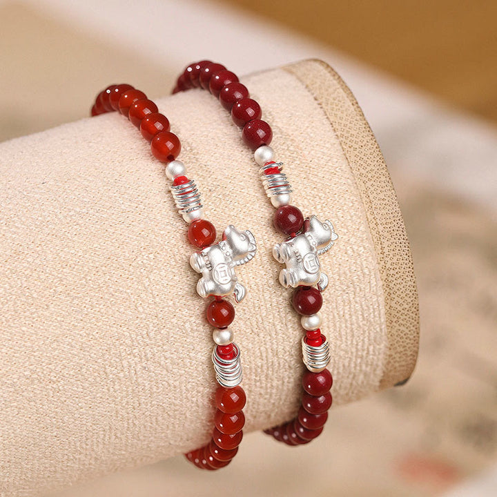 Buddha Stones Year Of The Horse Red Agate 999 Sterling Silver Cinnabar Calm Bracelet - image 14