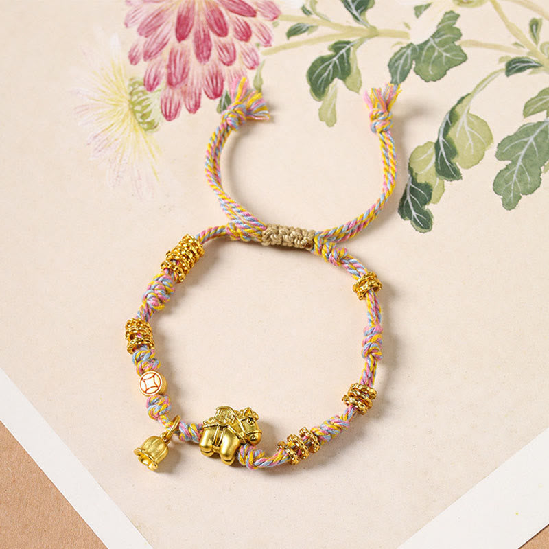 Buddha Stones Year Of The Horse Copper Wealth Tibetan Braided Rope Bracelet - image 2