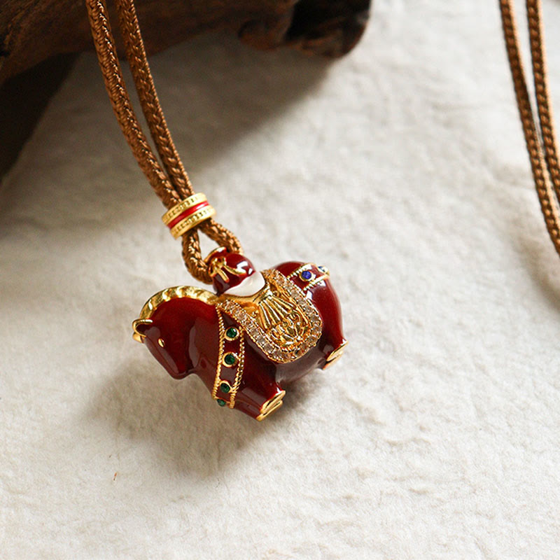 Buddha Stones Year Of The Horse Copper Balance Necklace Pendants - image 4