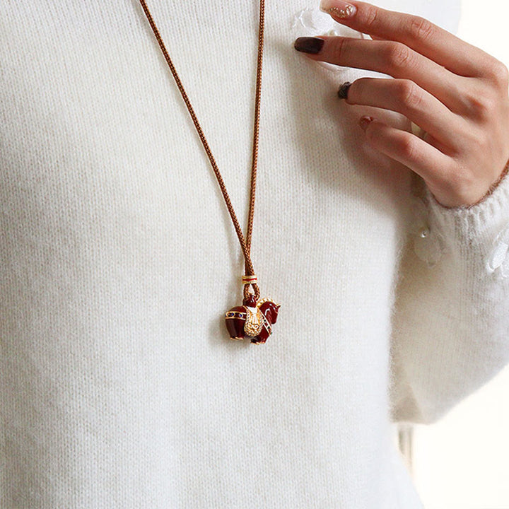 Buddha Stones Year Of The Horse Copper Balance Necklace Pendants - image 6