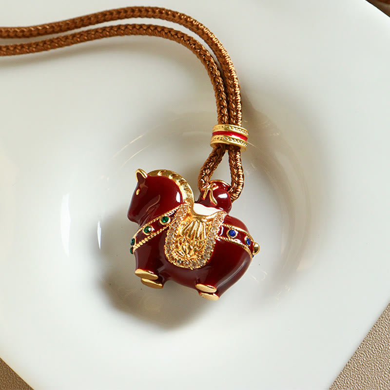 Buddha Stones Year Of The Horse Copper Balance Necklace Pendants - image 5