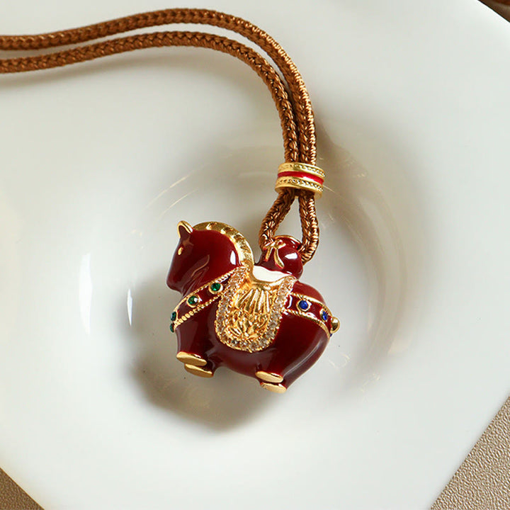 Buddha Stones Year Of The Horse Copper Balance Necklace Pendants - image 5