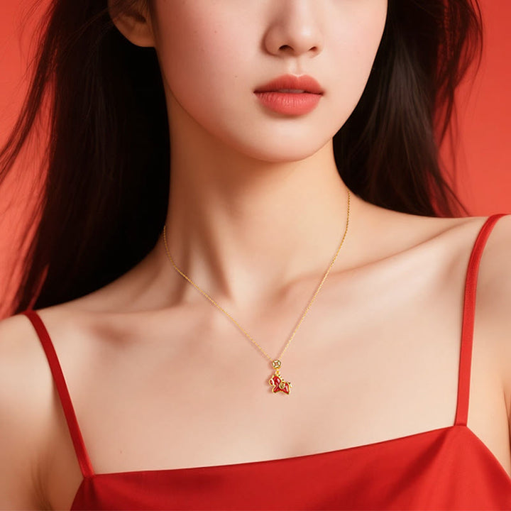 Buddha Stones Year Of The Horse Copper Coin 925 Sterling Silver Red Agate Blessing Necklace Pendants - image 2