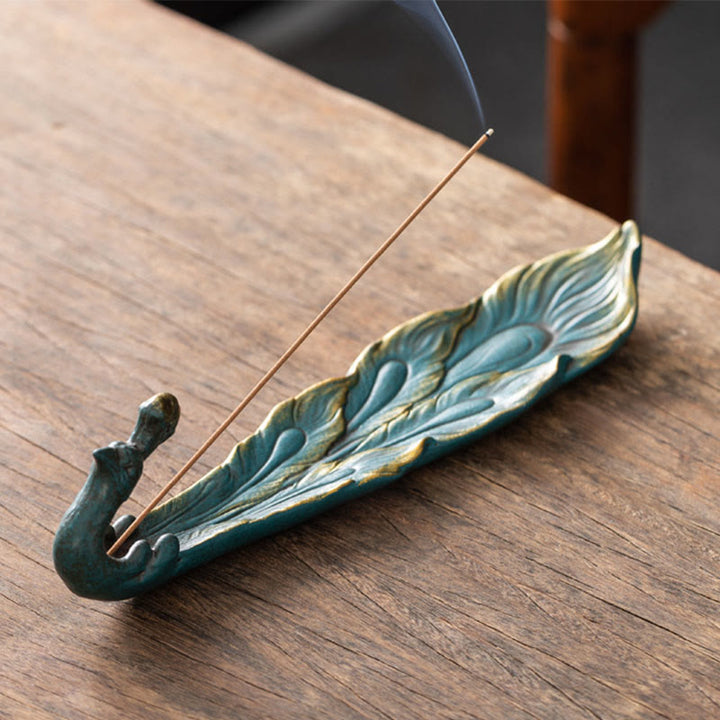 Buddha Stones Peacock Shape Fortune Home Decoration Incense Burner - Blue Peacock(24.7*6.5*5.5 cm) - image 1