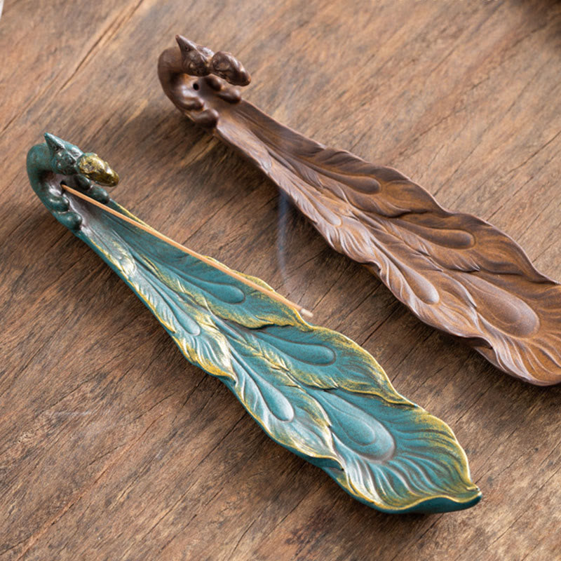 Buddha Stones Peacock Shape Fortune Home Decoration Incense Burner - image 11