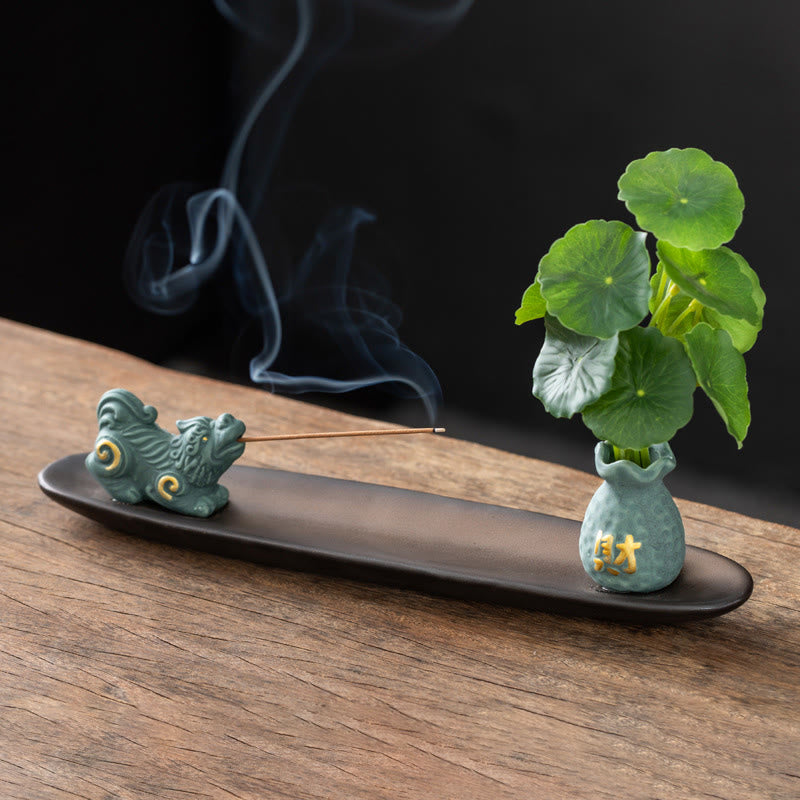 Buddha Stones Pixiu Wealth Home Decoration Incense Burner - Blue Pixiu(25.7*7.5*5.8 cm) - image 10