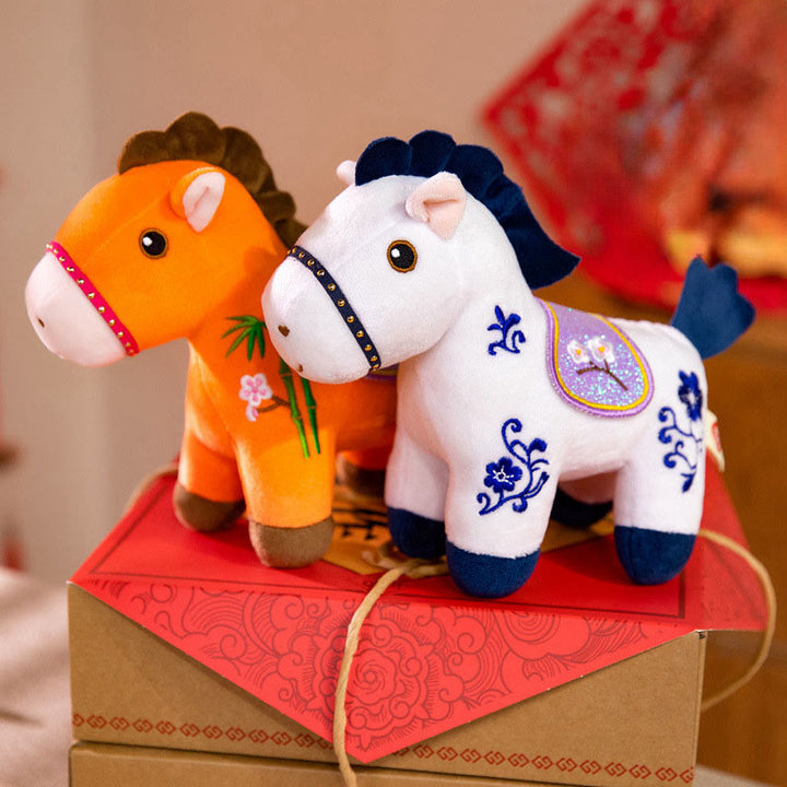 Buddha Stones Year Of The Horse Plum Blossom Bamboo Pattern Plush Doll Wealth Prosperity Decoration - image 13