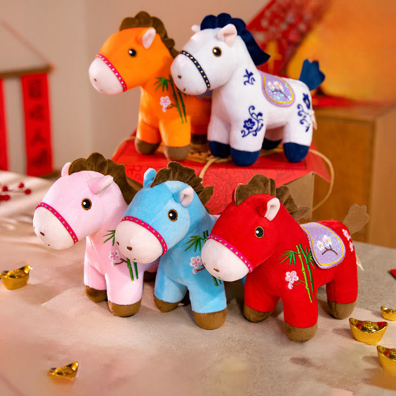 Buddha Stones Year Of The Horse Plum Blossom Bamboo Pattern Plush Doll Wealth Prosperity Decoration - image 17