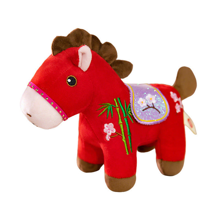 Buddha Stones Year Of The Horse Plum Blossom Bamboo Pattern Plush Doll Wealth Prosperity Decoration - image 4
