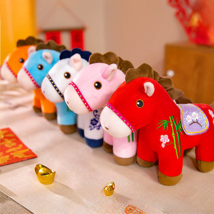 Buddha Stones Year Of The Horse Plum Blossom Bamboo Pattern Plush Doll Wealth Prosperity Decoration - image 15