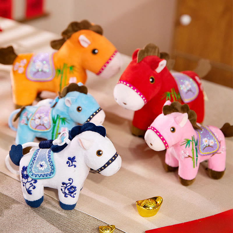 Buddha Stones Year Of The Horse Plum Blossom Bamboo Pattern Plush Doll Wealth Prosperity Decoration - image 16