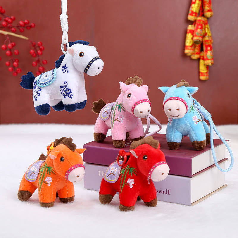 Buddha Stones Year Of The Horse Embroidered Bamboo Flower Pattern Hanging Decoration - image 15