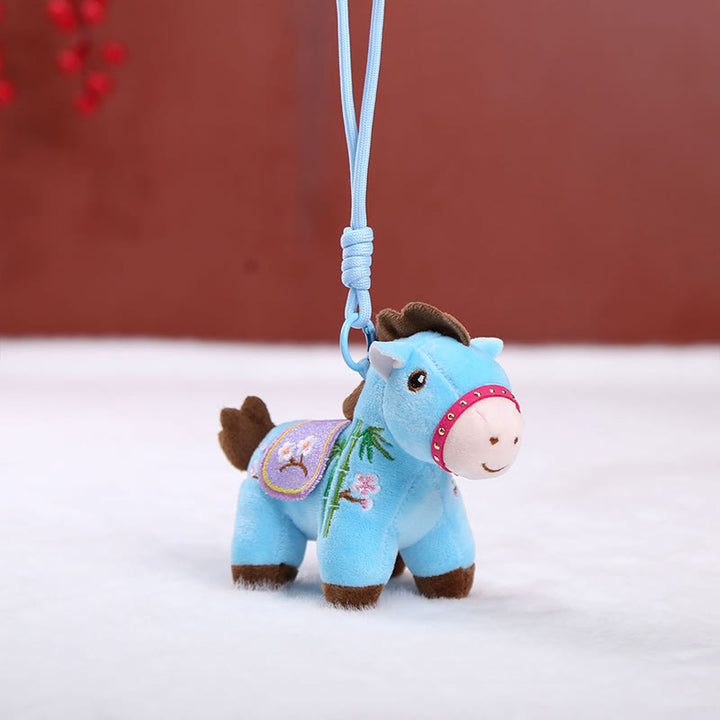 Buddha Stones Year Of The Horse Embroidered Bamboo Flower Pattern Hanging Decoration - Blue - image 10