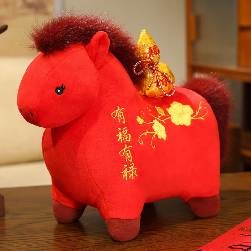 Buddha Stones Year Of The Horse Gourd Plush Doll Desk Fortune Prosperity Decoration - Horse - 45cm(Measured from ear to foot) - image 0