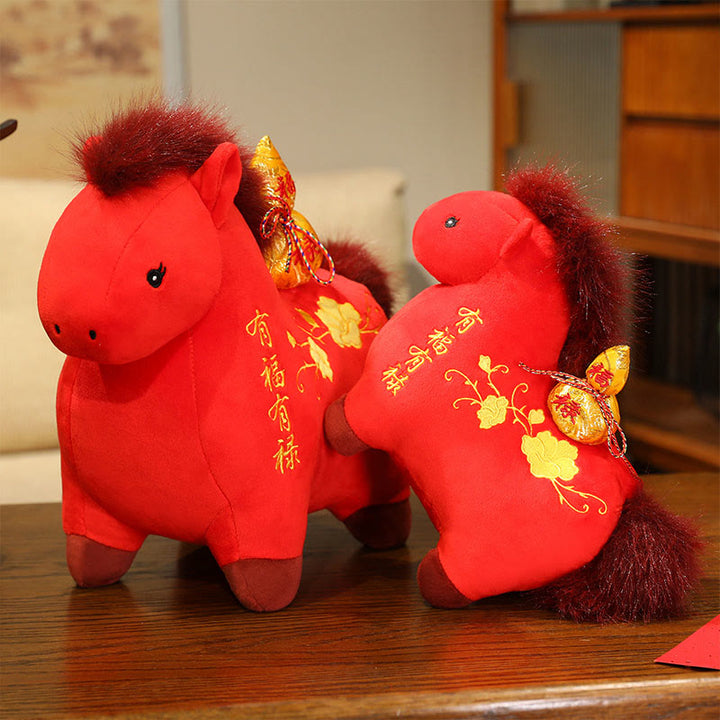 Buddha Stones Year Of The Horse Gourd Plush Doll Desk Fortune Prosperity Decoration - image 2
