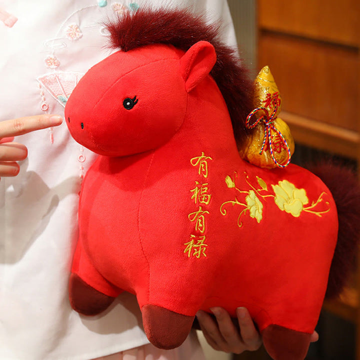 Buddha Stones Year Of The Horse Gourd Plush Doll Desk Fortune Prosperity Decoration - image 1