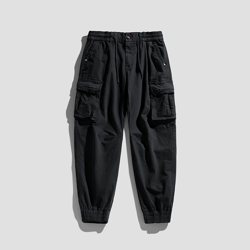 Buddha Stones Summer Cotton Elastic Cuffs Tapered Men's Pants With Pockets - Black - US/UK/AU48，EU58 (6XL) - image 11