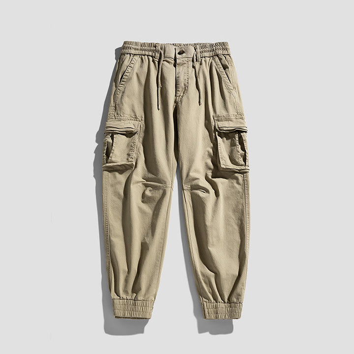 Buddha Stones Summer Cotton Elastic Cuffs Tapered Men's Pants With Pockets - image 3