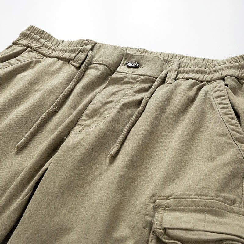 Buddha Stones Summer Cotton Elastic Cuffs Tapered Men's Pants With Pockets - image 4