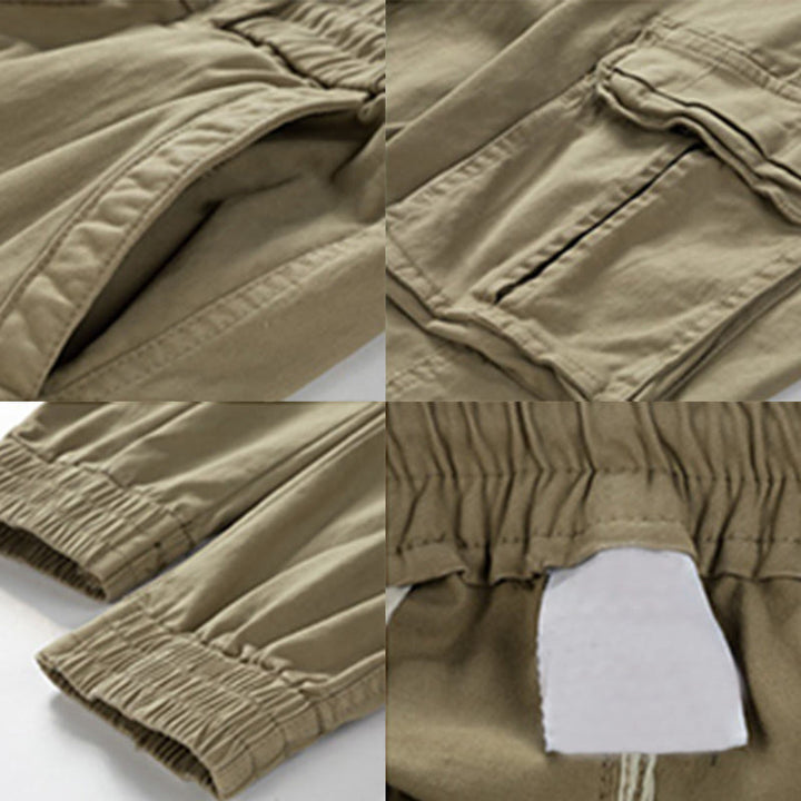 Buddha Stones Summer Cotton Elastic Cuffs Tapered Men's Pants With Pockets - image 5