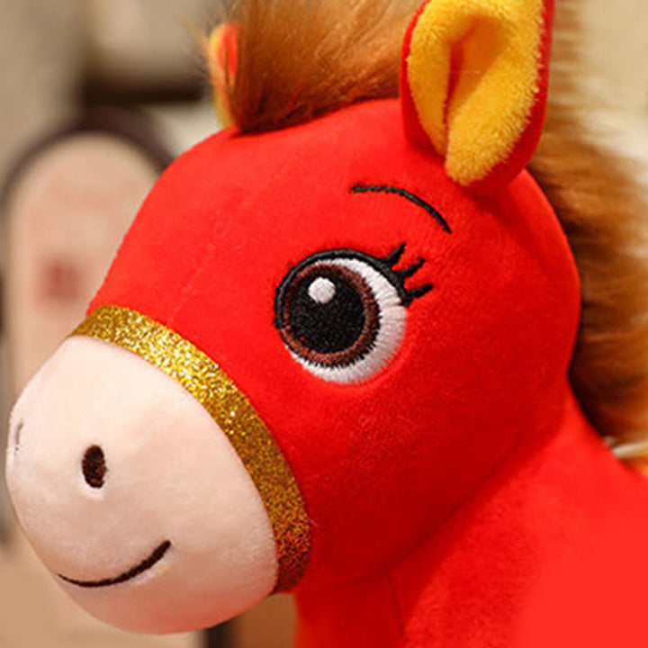 Buddha Stones Year Of The Horse Red Standing Horse Plush Doll Wealth Prosperity Home Decoration - image 2