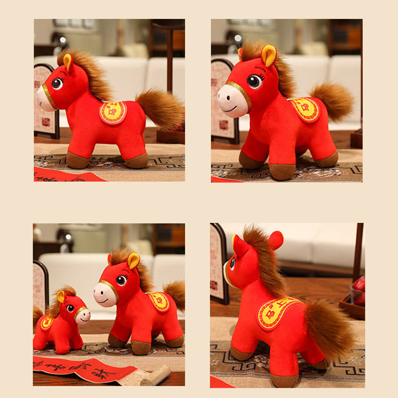Buddha Stones Year Of The Horse Red Standing Horse Plush Doll Wealth Prosperity Home Decoration - image 11