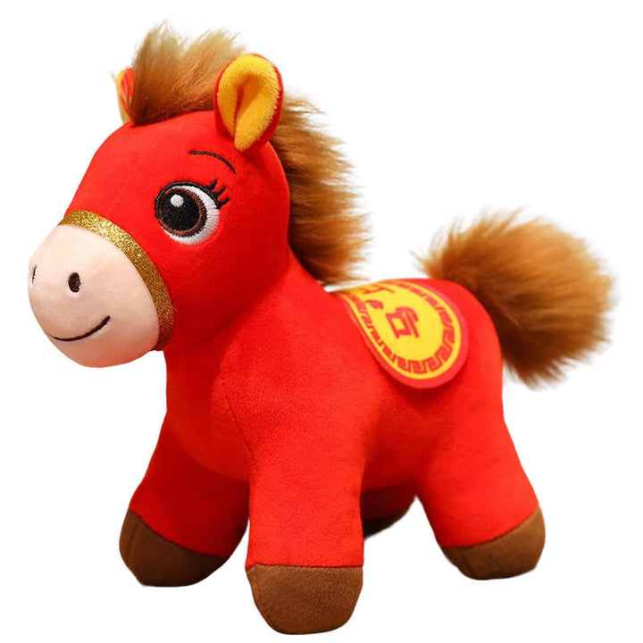 Buddha Stones Year Of The Horse Red Standing Horse Plush Doll Wealth Prosperity Home Decoration - image 4
