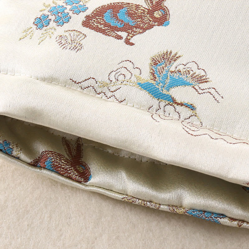 Buddha Stones 2Pcs Winter Rabbit Peach Design Baby Toddler Boy Cotton Long Sleeve Tang Suit Elastic Waist Pants With Pockets Outfit Sets - image 9