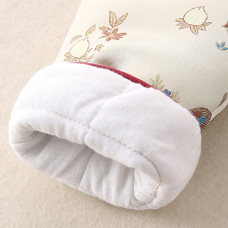 Buddha Stones 2Pcs Winter Rabbit Peach Design Baby Toddler Boy Cotton Long Sleeve Tang Suit Elastic Waist Pants With Pockets Outfit Sets - image 10